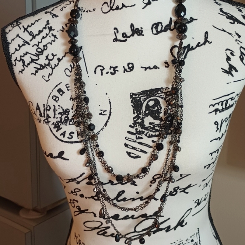 Coldwater Creek Black Beaded Layered Necklace